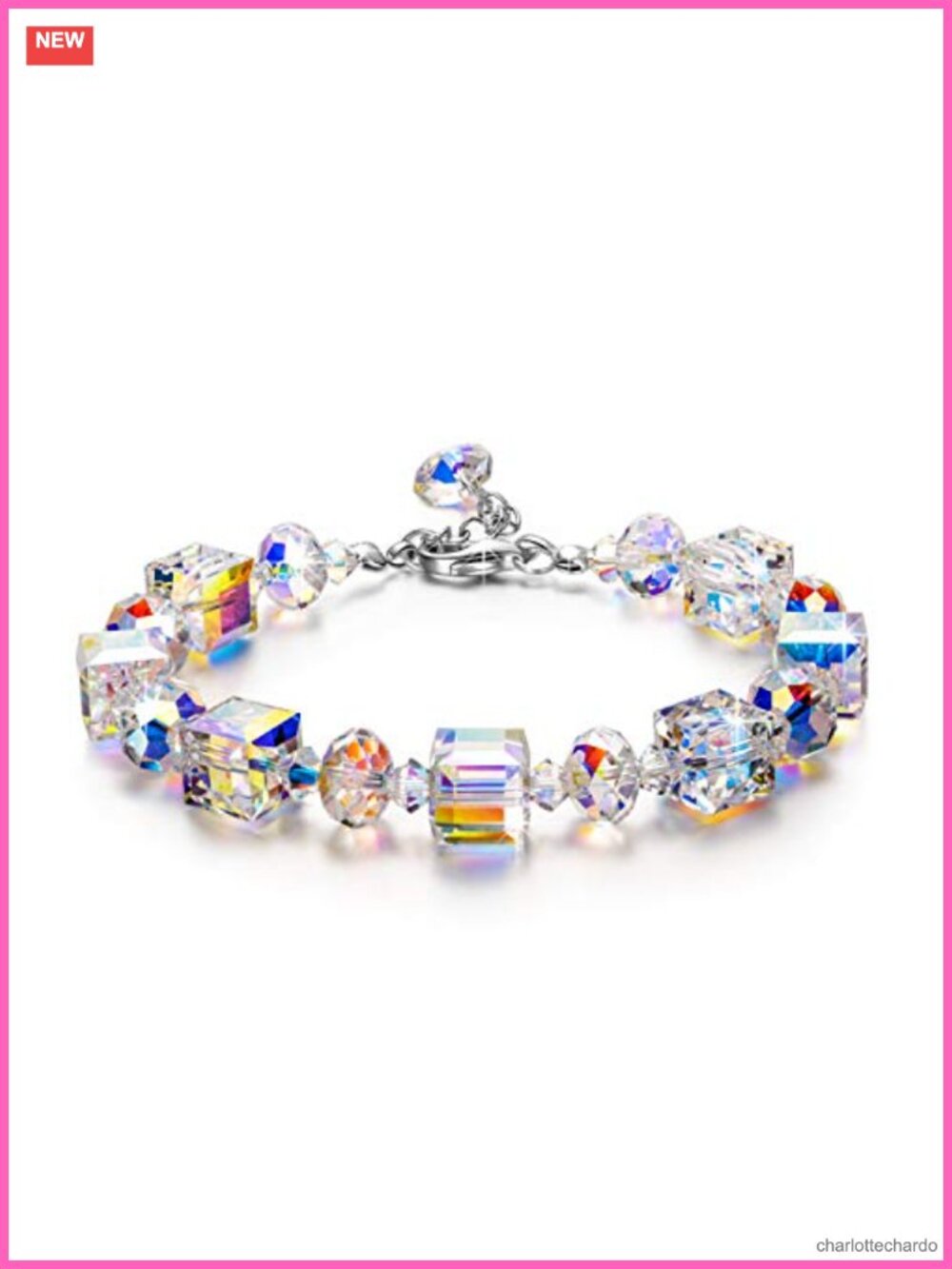 Sterling Silver Crystal Bracelet for Women, 7" + 2" Extender, Elegant Chain